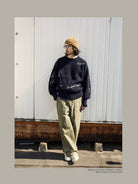 USAGE Heavyweight Herringbone Baker Pants in Olive - On Male Model