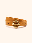 SMFK Cross Totem Hand Burnished Leather Belt in Mustard