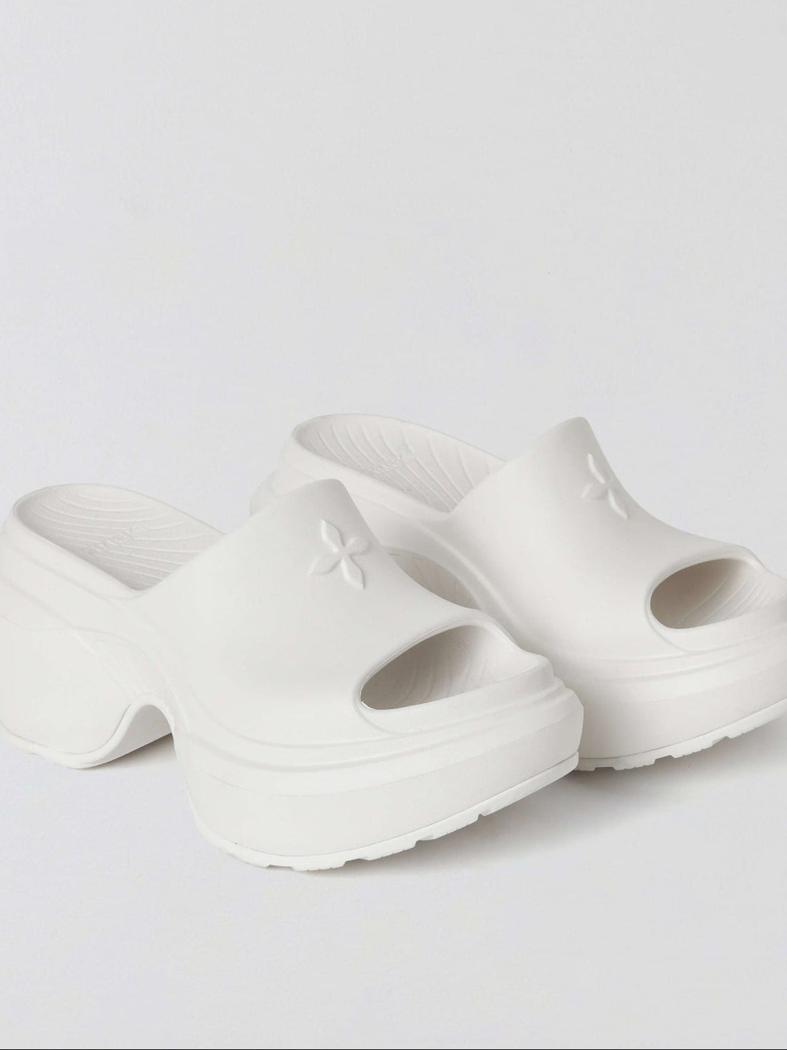 SMFK Molded Platform Slide Sandals in White