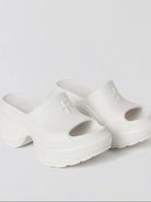 SMFK Molded Platform Slide Sandals in White