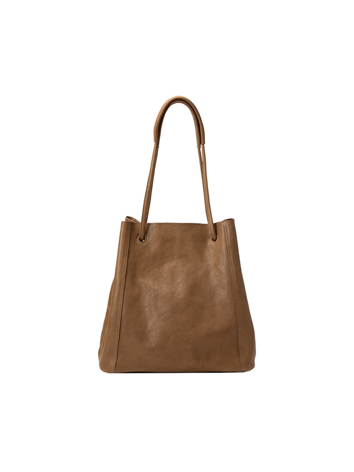 QIUZHEN Vegetable Tanned Leather Bucket Bag in Brown