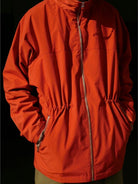 USAGE Drawstring Zip Front Tech Anorak in Orange - On Male Model