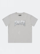SMFK Metallic Logo Cotton T Shirt in Gray