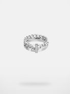BLACKHEAD Stackable Chain Logo Bar Ring Set in Silver