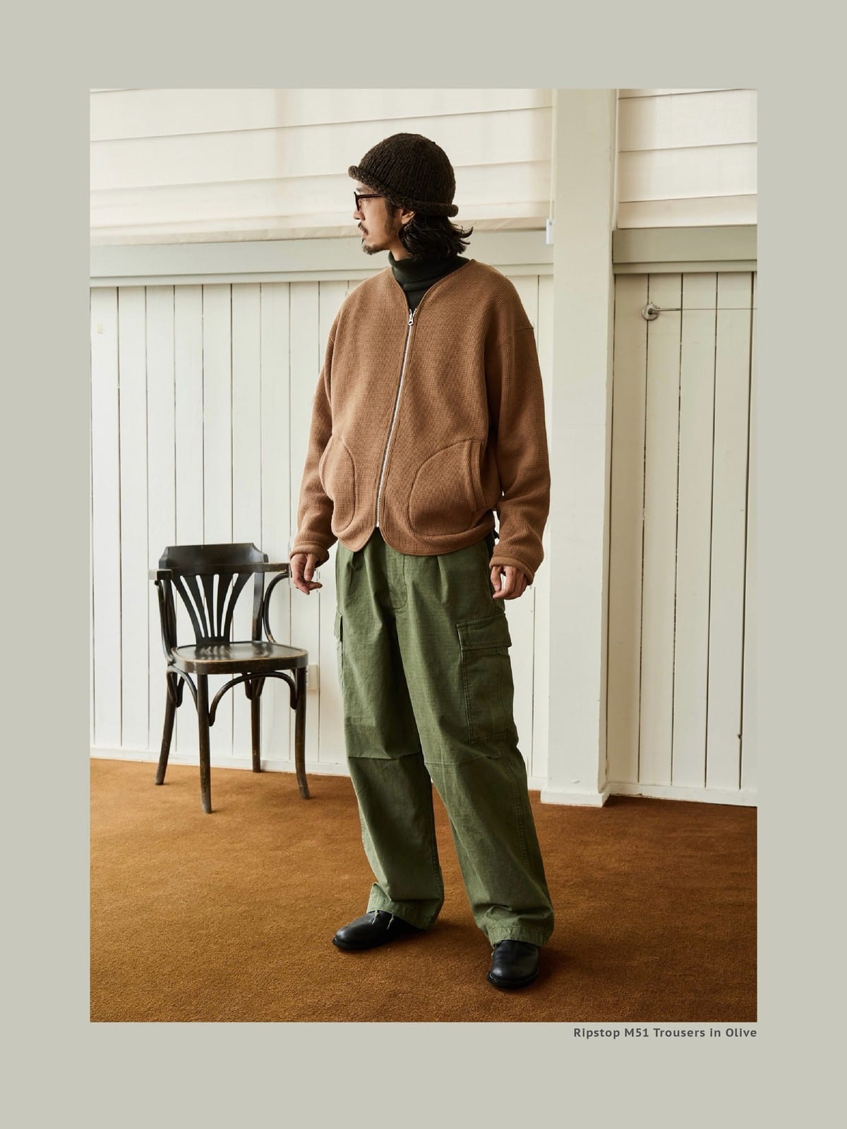 USAGE Heavyweight Ripstop M51 Cargo Pants in Olive - On Male Model
