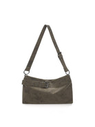 JANDRESS Belted Matte Leather Hobo Bag in Green