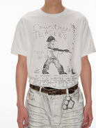 JCAESAR STUDIO Graphic Cotton Linen T Shirt in White - On Male Model