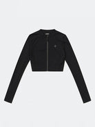 SMFK Zip Front Cropped Activewear Jacket in Black