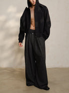JCAESAR STUDIO Arch Panel Zip Up Hoodie in Black - On Male Model