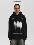 LOSTCTRL Silhouette Graphic Cotton Hoodie in Black - On Male Model