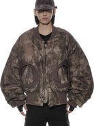 D5ove Forest Camo Padded Bomber Jacket in Brown - On Male Model
