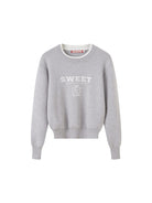 SweetChilling Layered Look Jacquard Crewneck Sweater in Gray