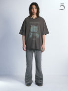 D5ove Side Zip Paneled Flared Pants in Gray - On Male Model