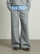 Retro 21 Wool Blend Micro Flare Knit Pants in Gray - On Model