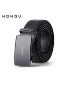 HONGU Cowhide Leather Automatic Belt in Black