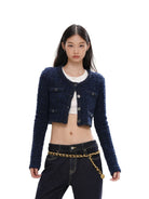 SweetChilling Button Front Cropped Knit Vest in White - On Female Model