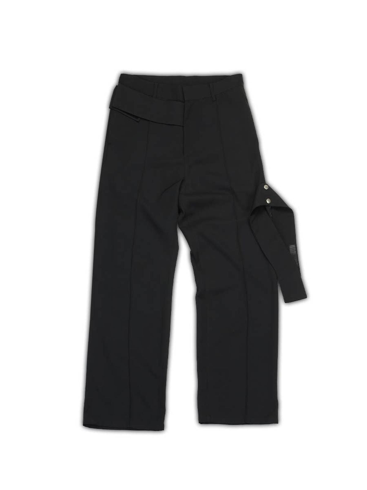 SOD Detachable Strap Straight Leg Trousers in Black