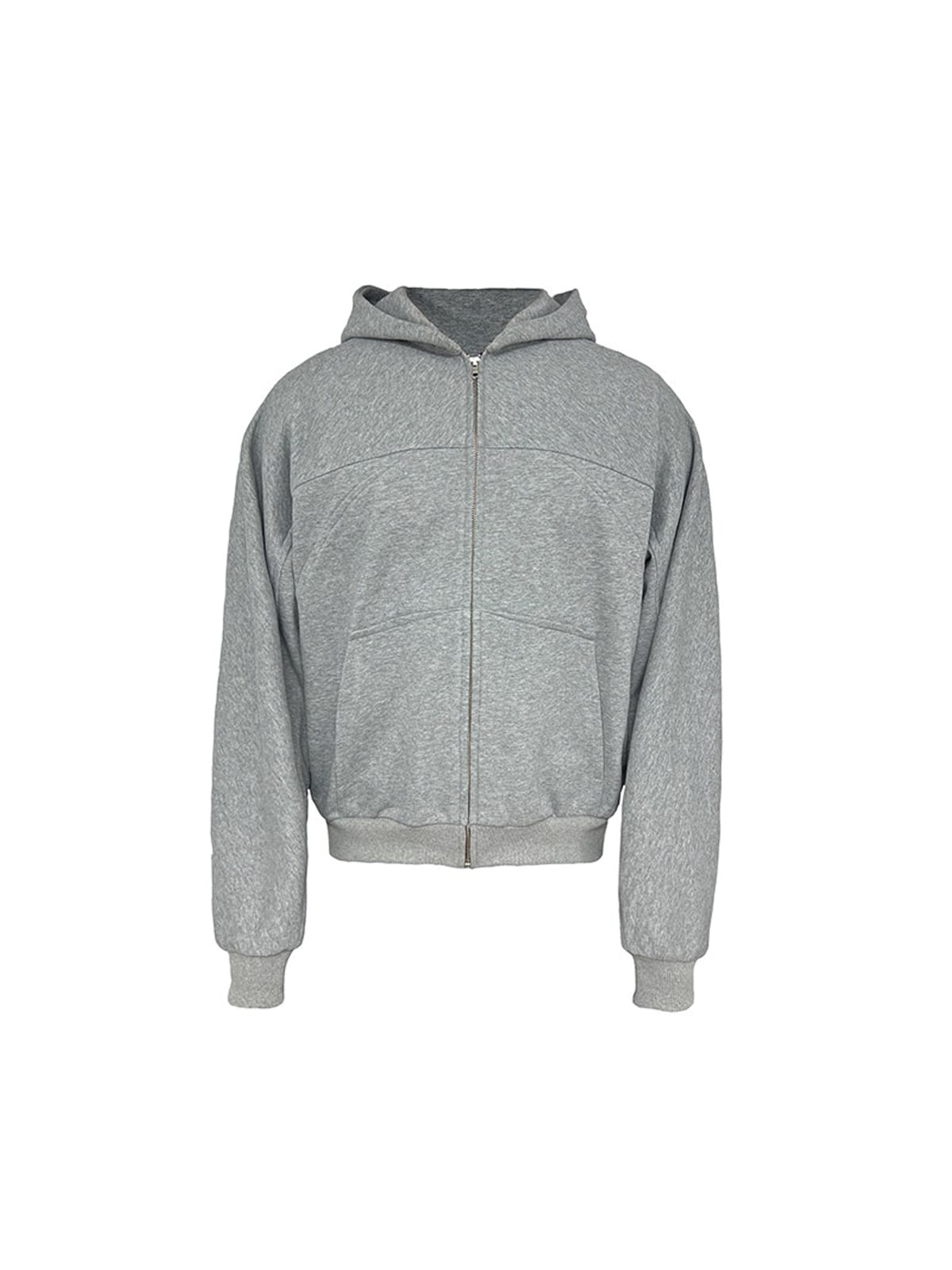 JCAESAR STUDIO Deconstructed Cotton Terry Zip Up Hoodie in Gray