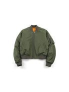 AFterTaste Irregular Collar Green Bomber in Green