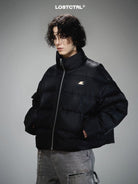 LOSTCTRL Minimalist Nylon Puffer Jacket in Black - On Model