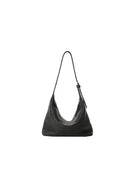 QIUZHEN Vegetable Tanned Calfskin Hobo Bag in Black