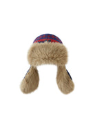 SweetChilling Wool Blend Jacquard Trapper Hat in Navy Blue