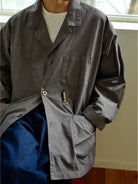 USAGE Cotton Workwear Shirt Jacket in Gray - On Male Model