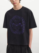 JCAESAR STUDIO Vintage Rabbit Print T Shirt in Black - On Male Model