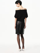 RARELY ALIKE Multi Way Wool Blend Knit Top in Black - On Female Model