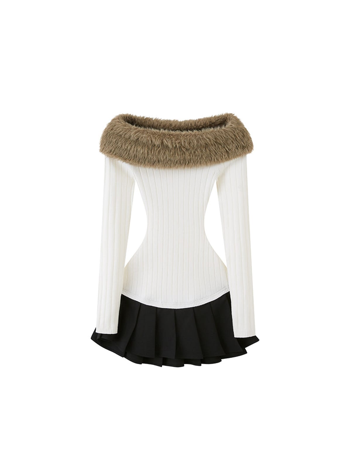 SweetChilling Fluffy Off the Shoulder Pleated Dress in White