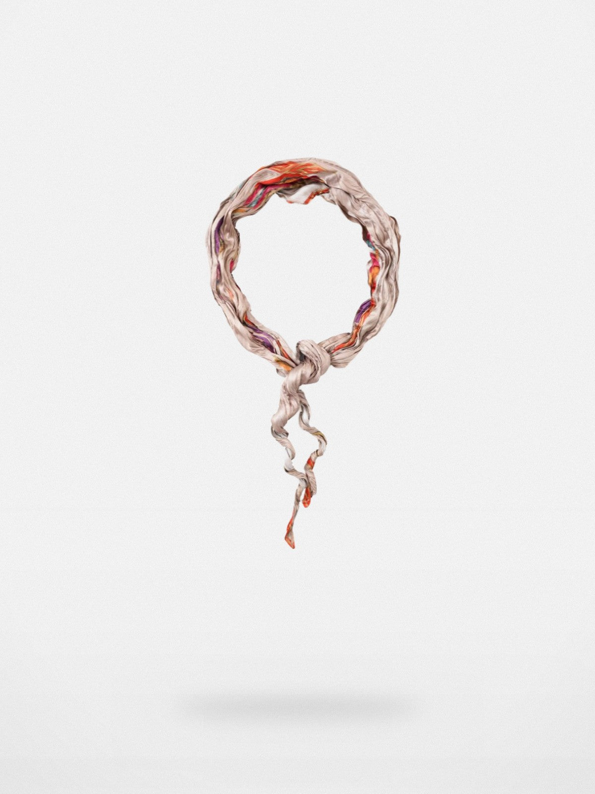 Retro 21 Irregular Pleated Vintage Print Scarf in Beige