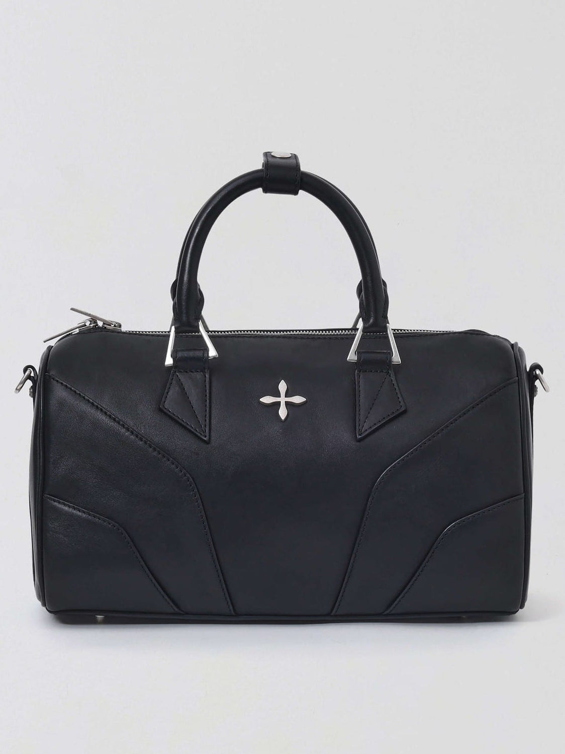 SMFK Medium Leather Cross Motif Handbag in Black