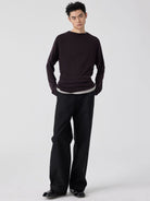 SIMPLE PROJECT Cotton Straight Leg Chino Trousers in Black - On Male Model