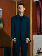 SOD Structured Wool Blend Blazer in Black - On Male Model