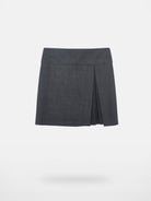 SHUSHUTONG Side Pleated Wool Blend Mini Skirt in Gray