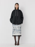Random Piece Triacetate Blend Jacket With Stowable Hood in Black - On Female Model