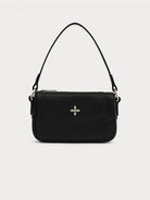 SMFK Cross Badge Leather Shoulder Bag in Black