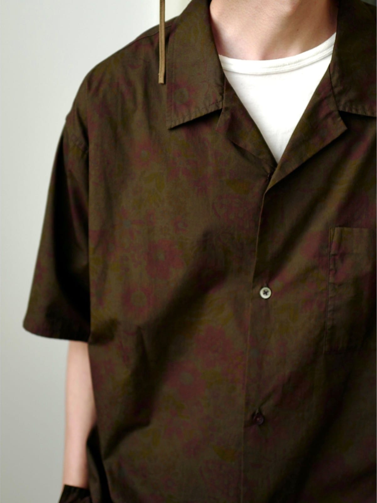 USAGE Floral Japanese Cotton Aloha Shirt in Brown - On Male Model