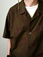 USAGE Floral Japanese Cotton Aloha Shirt in Brown - On Male Model