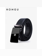 HONGU Cowhide Leather Automatic Buckle Belt in Black