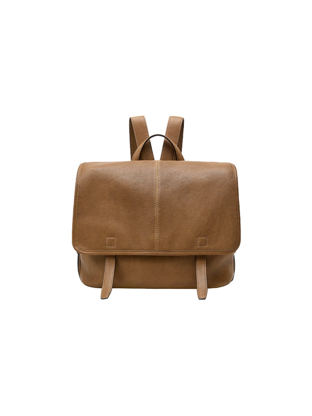 QIUZHEN Vegetable Tanned Goatskin Messenger Backpack in Brown