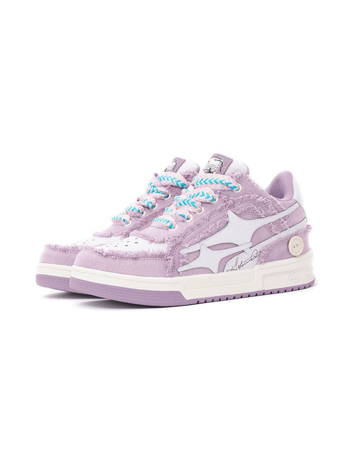 KILLWINNER Distressed Denim Low Top Sneakers in Purple