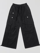 SMFK Garment Dyed Drawstring Cargo Pants in Black