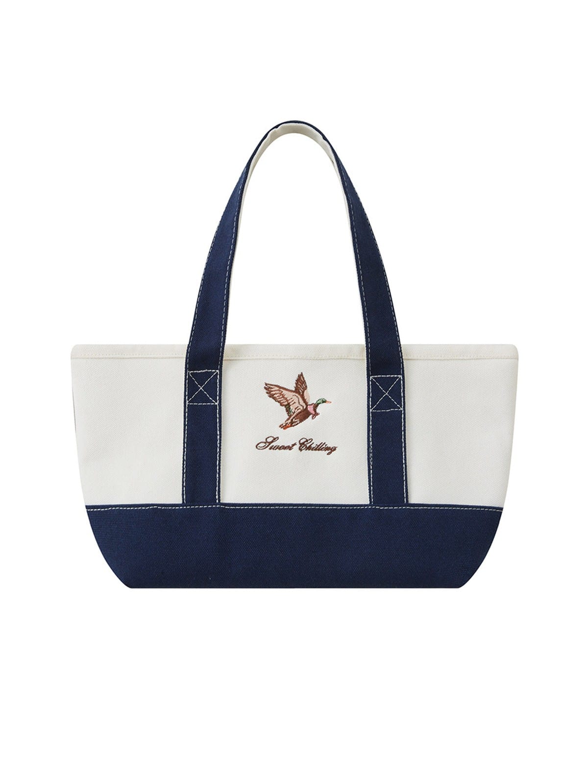 SweetChilling Mallard Embroidered Canvas Tote Bag in Navy