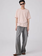 SIMPLE PROJECT Painted Straight Leg Trousers in Gray - On Male Model