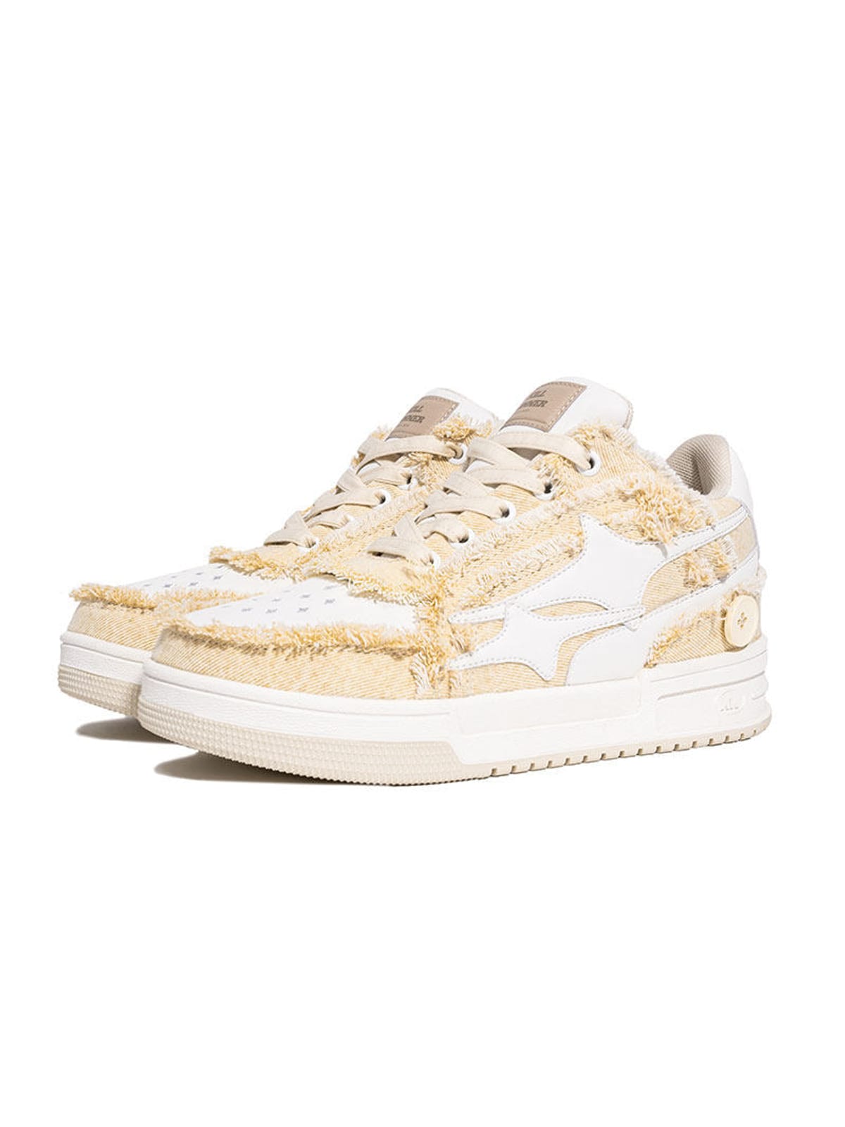 KILLWINNER Khaki Distressed Denim Low Top Sneakers in Khaki