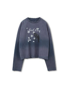 SOD Distressed Crow Graphic Sweatshirt in Blue