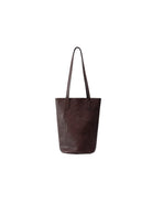 QIUZHEN Vegetable Tanned Leather Bucket Bag in Brown