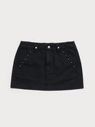 SMFK Studded Cotton Miniskirt in Black