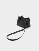 HONGU Cowhide Crossbody Bucket Bag in Black